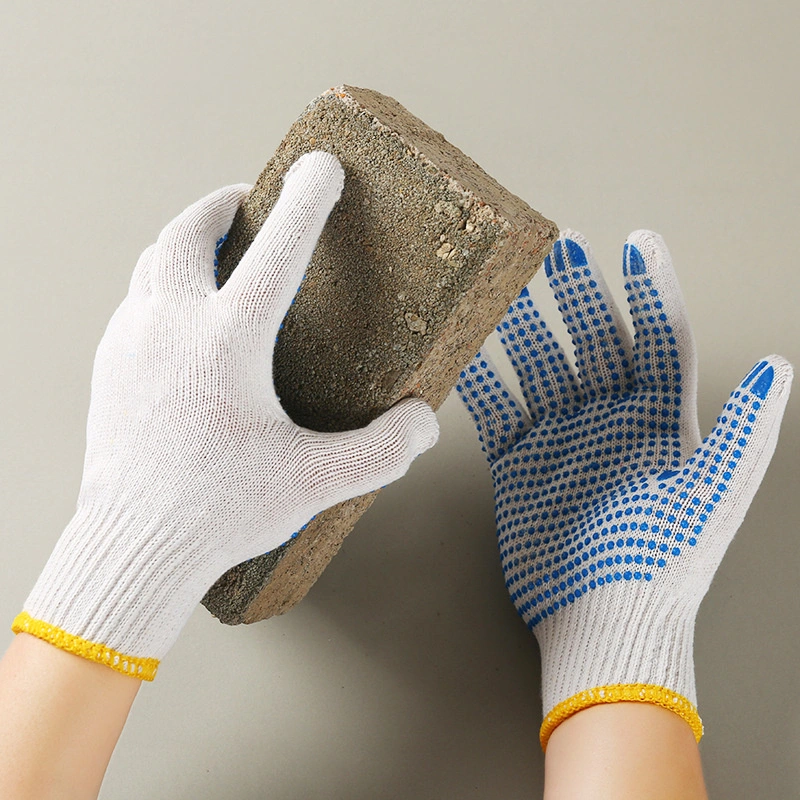 Guantes de seguridad puntos de PVC para la protección de las manos algodón PVC punteado mano Guantes de punto de algodón