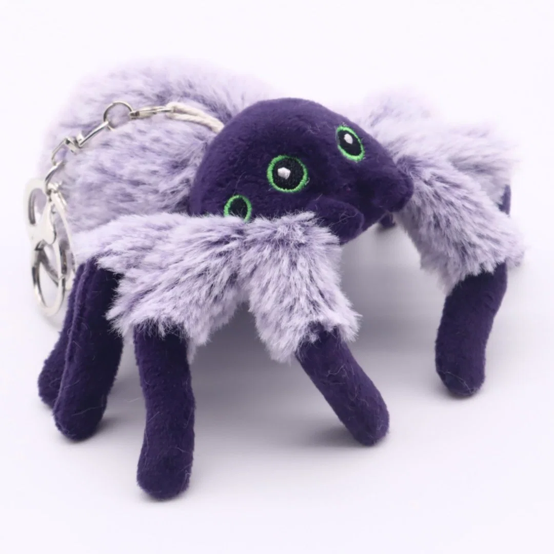 Comercio al por mayor de la felpa felpa Clip de peluche ojos compuestos Spider de 10,5cm morado (L) Llavero Llavero juguetes araña