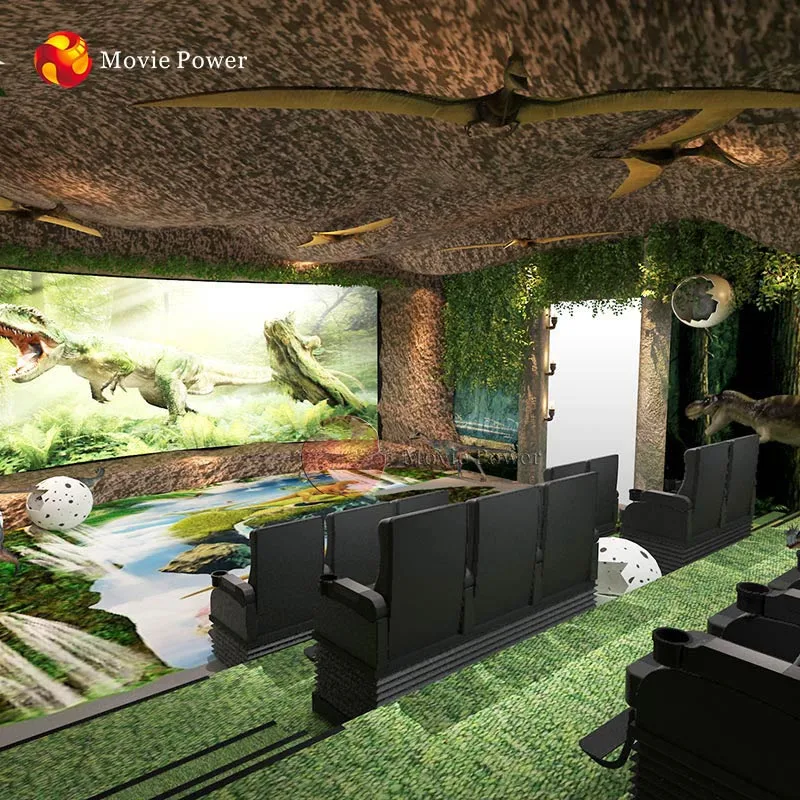 Parque temático de dinosaurios en 4D Cinema. Equipamiento para teatro de películas en 5D.