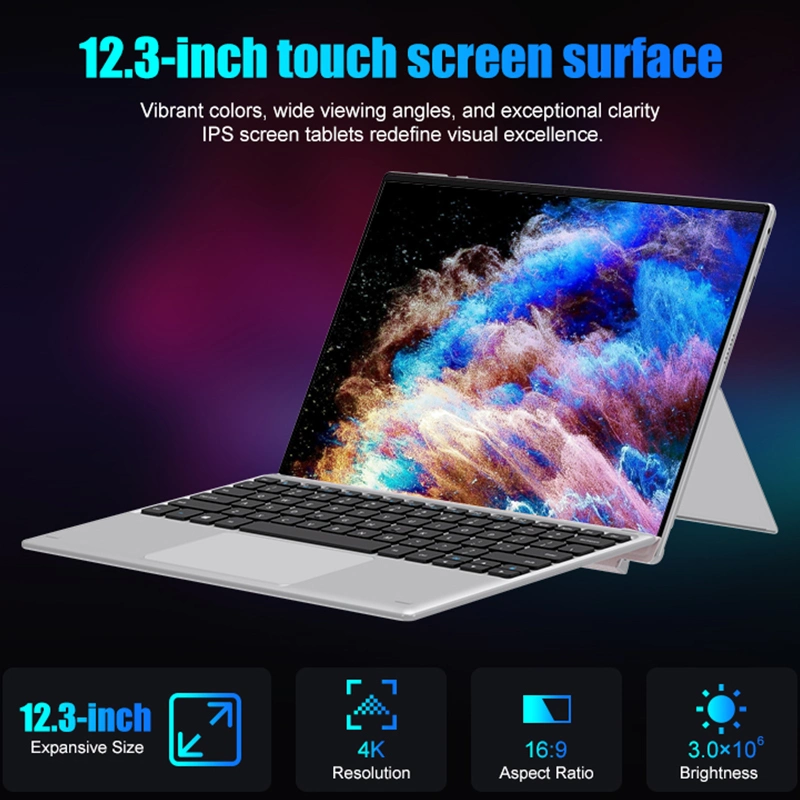 Nouvelle arrivée Usine Directe 12,3 pouces Win 11 Tablette PC 2 en 1 Ordinateur Portable Tablette PC à Écran Tactile Intel avec Clavier Détachable