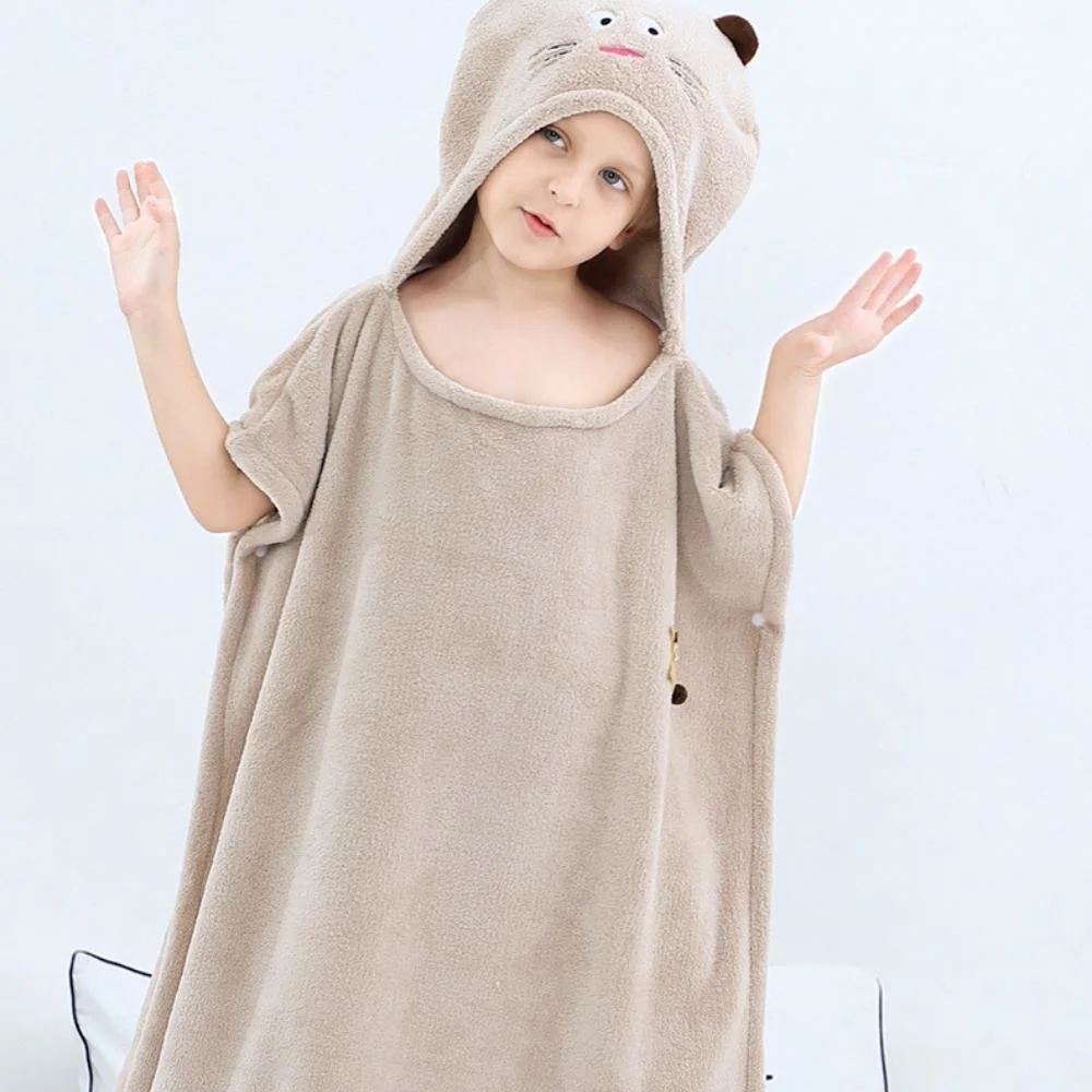 Breathable Swim Towel Skin-Friendly Hooded Kids Bath Towel Bl19864