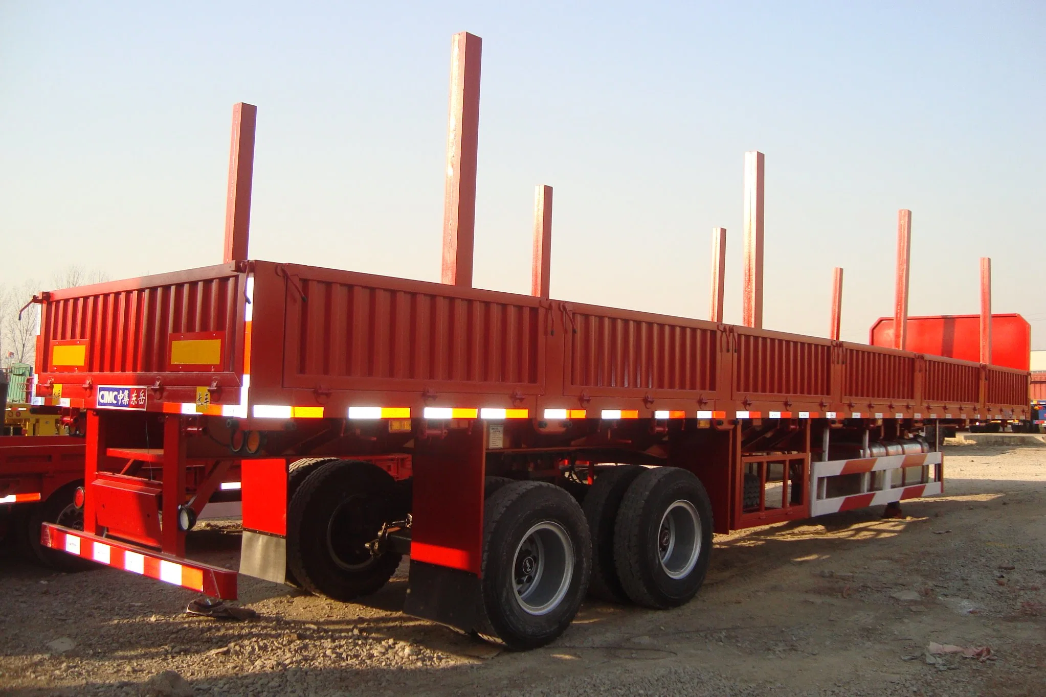 Vehículo Master 3 eje 13m 80 toneladas pared lateral Dropside Plataforma Fence Semi Trailer con Sidewall para la venta