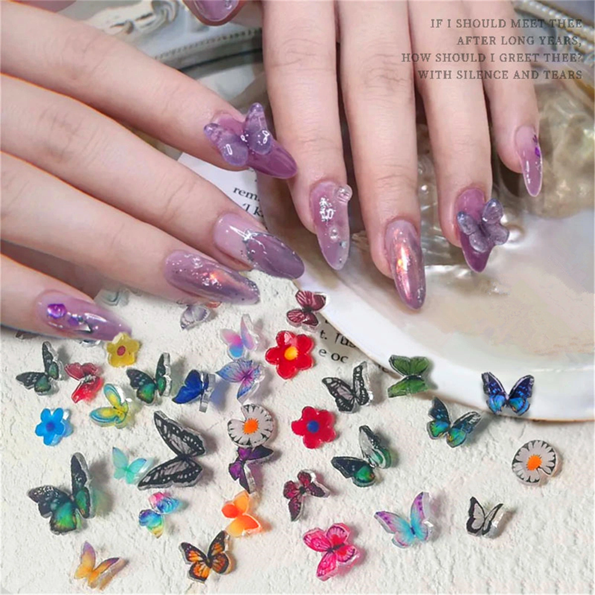 Nail rétrécir Butterfly Net ornements japonais Red Hot Butterfly DIY Décoration ongles thermorétractable Autocollants ongles papillon fini de la machine