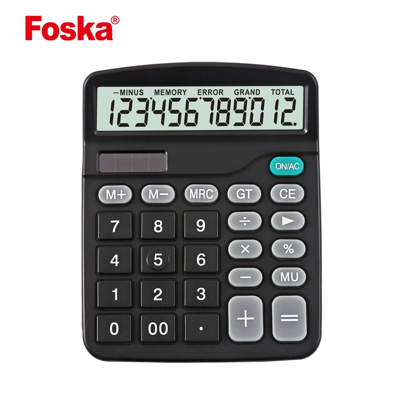 Foska Popular High Quality 12 Digit Solar Power Office Calculator