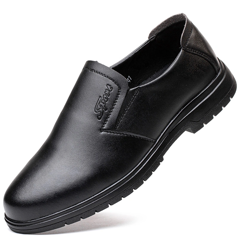 Подлинные кожаные черные официальные мужчины платье сталь носок работы обувь