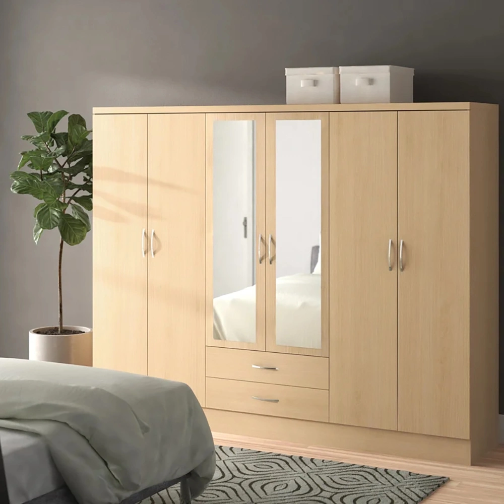 Personnalisation de base de 1 % de remise sur chambre à coucher Armoire de stockage avec miroir Multispace porte battante meubles bon marché de gros