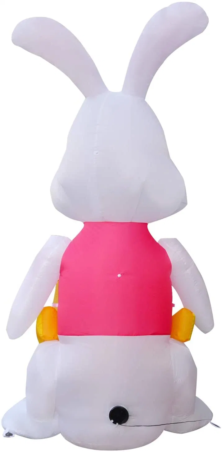 Inflatable Bunny Pushing Car with Egg Happy Easter Decorations Indoor Advertising