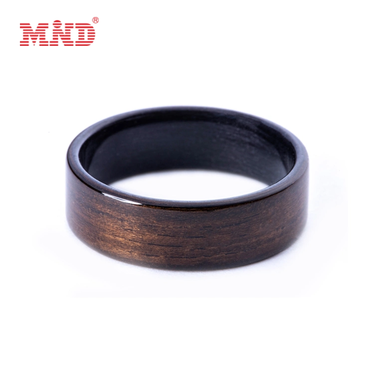 RFID Custom Logo High Reading Distance Wood NFC Phone Ring Social Smart NFC Ring mit Chips