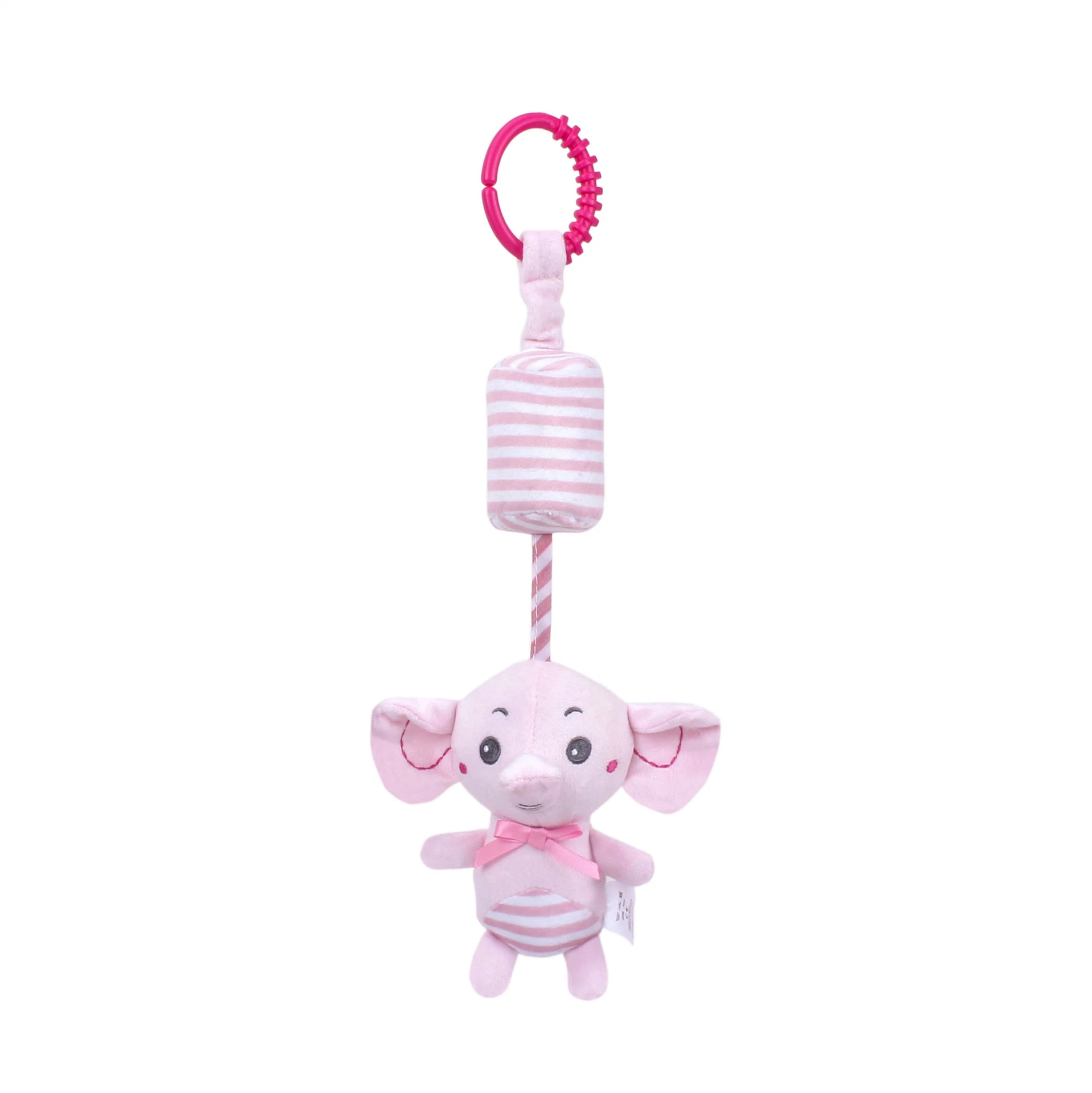 Pink Bite Resistant Elephant Wind Chime Animal Plush Infant Car Bed Crib Travel Activity Hanging Wind Chime Children&prime; S Educational Interactive Toys