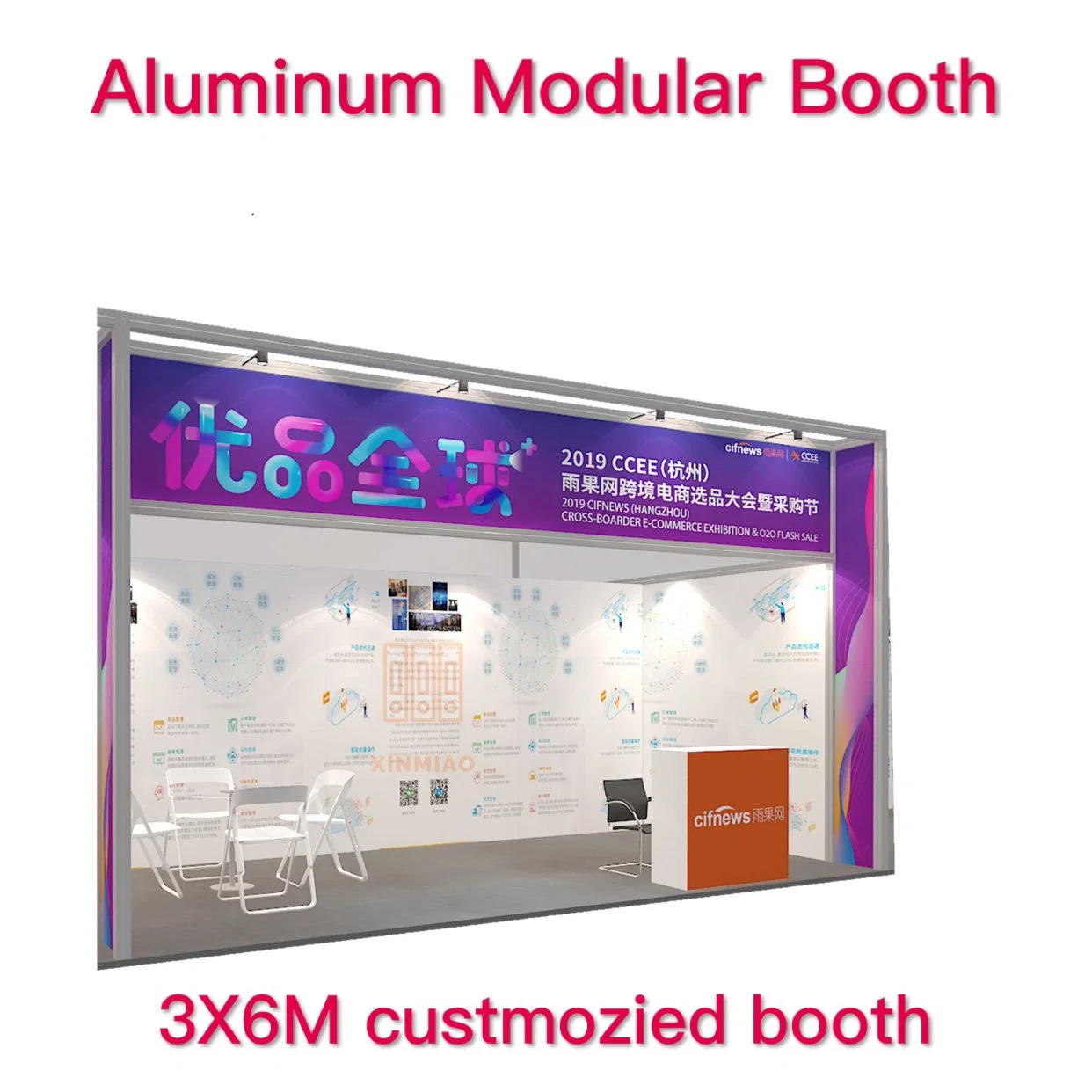 Recycelbare Messe Stand 3X6 Modulare Ausstellung Stoff Hintergrund Display