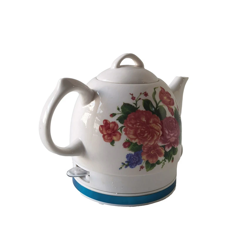 1.0L Floral Design Ceramic Body Cordless Teapot Electric Kettle From Chinese Manufacture