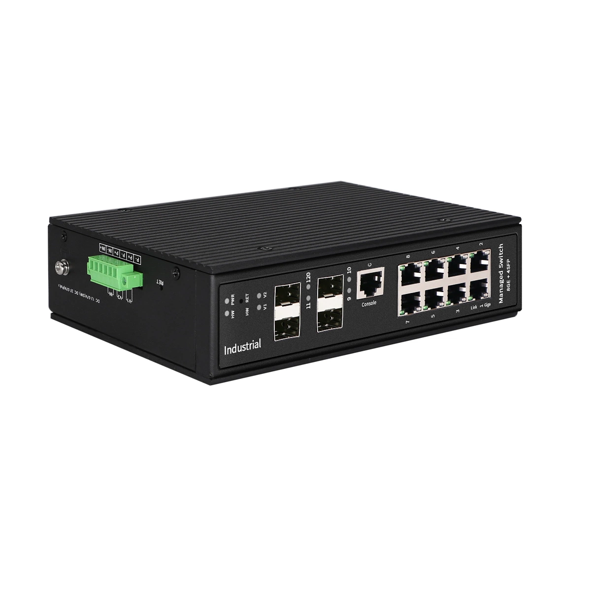 10g Industrial Switch 4*SFP+ and 8 Ports 10/100/1000Mbps L3 Management