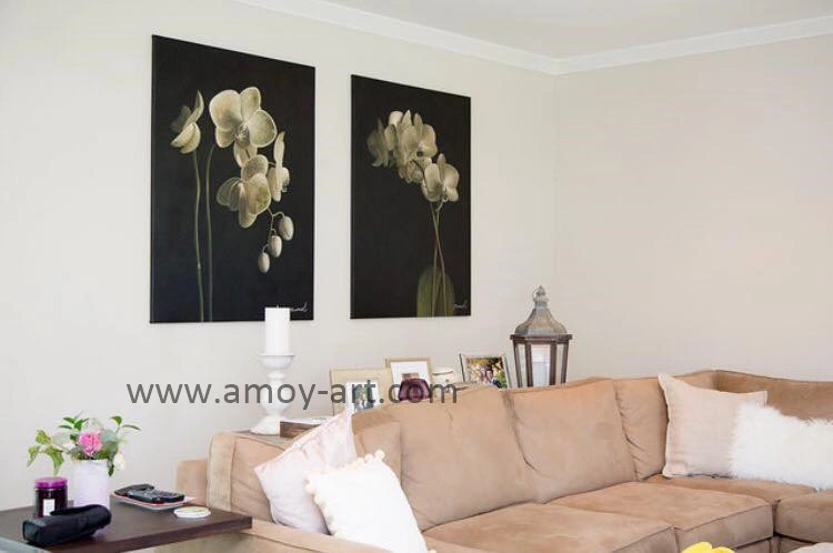 Handmade Realistic Orchid Flower Oil Paintings for Home Decor