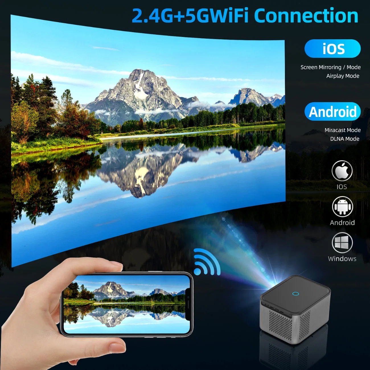 Smart Android WiFi 3D Video Full HD 1080P 4K Projetor de Home Theater