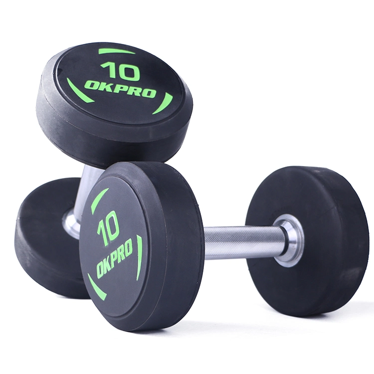 Pesas personalizadas Mayorista/Proveedors Artículos deportivos Body Building Round Dumbbell Pesas Gimnasio Fitness Equipment PU Dumbbell