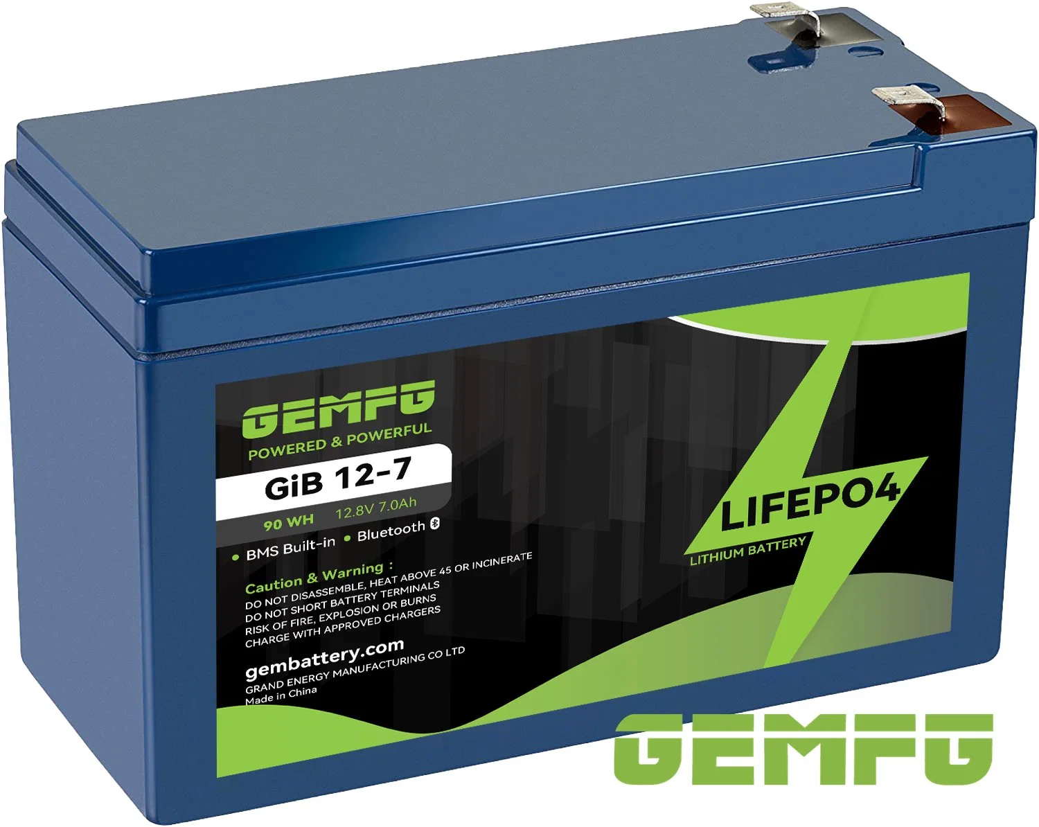 Bateria GEM Lifepo4 12,8 V5.0AH bateria de lítio íon células prismáticas para sistema de energia solar Bateria de iões de lítio