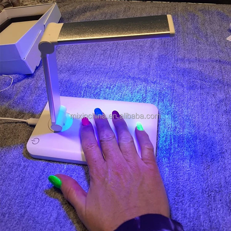 Lâmpada UV de manicure profissional para prego dobrável, lâmpada de 20 W, interruptor tátil LED Nail Dryer luz sem fios para unhas