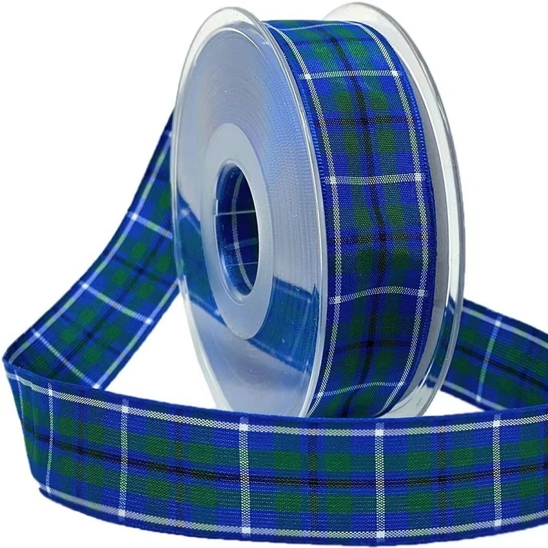 1 Inch 25mm Wide Colorful Custom Design Article 100% Polyesrer Plaid Ribbon for Gift Packing