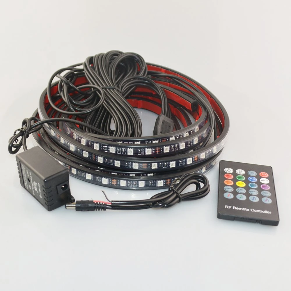 Waterproof 90cm 120cm 150cm RGB Remote Disco Music Atmosphere Underbody Car LED Underglow Flexible Strip Light