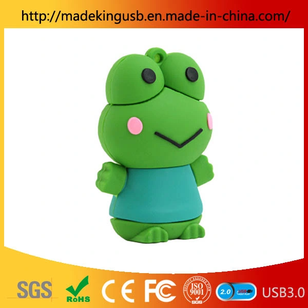 Commerce de gros Cartoon Frog Stick USB/petite grenouille caoutchouc mou USB Pen Drive