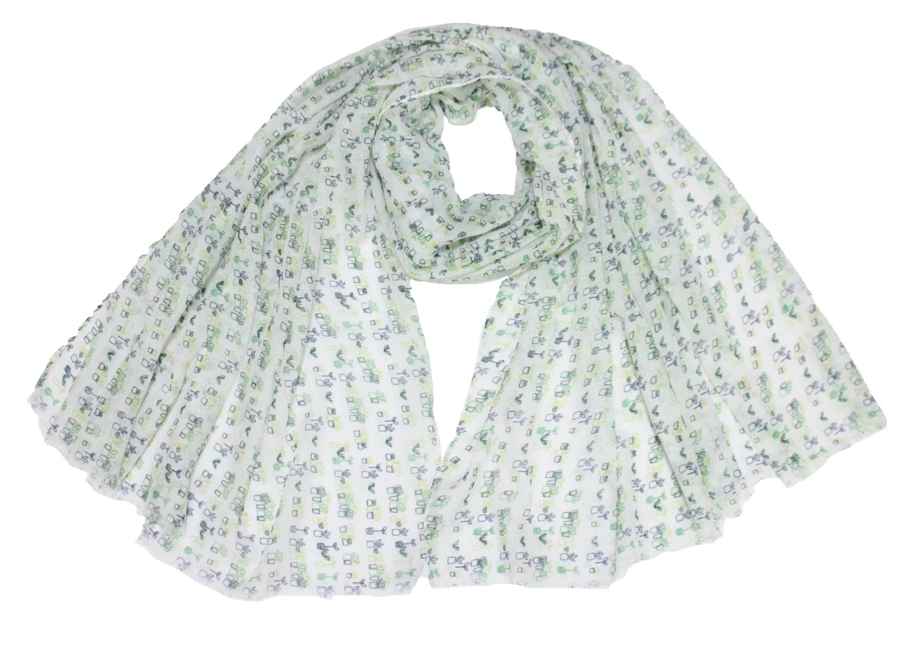 High quality/High cost performance  Lady&prime; S Fresh Print Scarf Green Straw Plants Shawl Fashion Scarves 2022