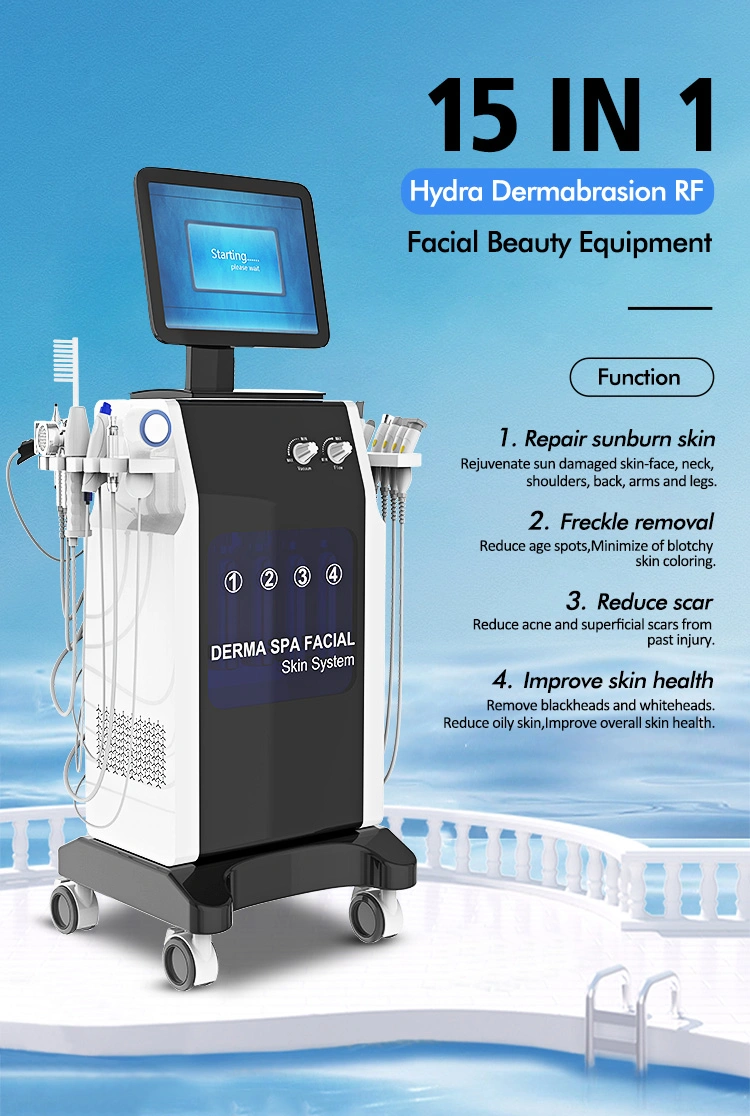 15 in 1 Beauty Hidrafacial Care Hydra Dermabrasion Multifunction Aqua Facial Cleaning Hydro Microdermabrasion Facial Machine