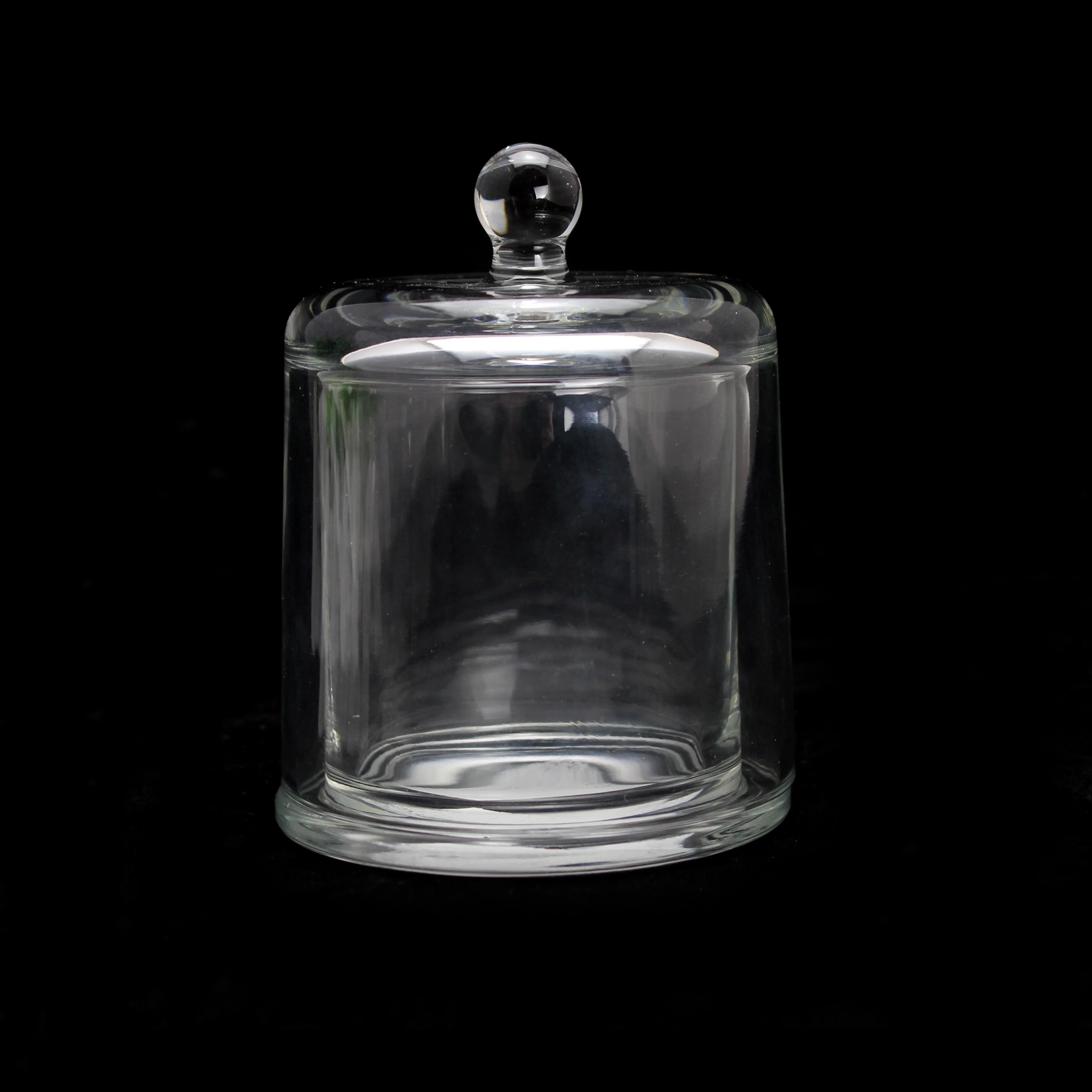 Hot Sale Luxury Transparent Wax Filled Glass Candle Holder Glass Candle Jar with Bell Cloche Dome Glass Lid