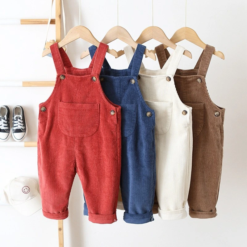 Pantalones de pana niños bebé niño bebé hombro cinturón bebé Casual general Con bolsillo