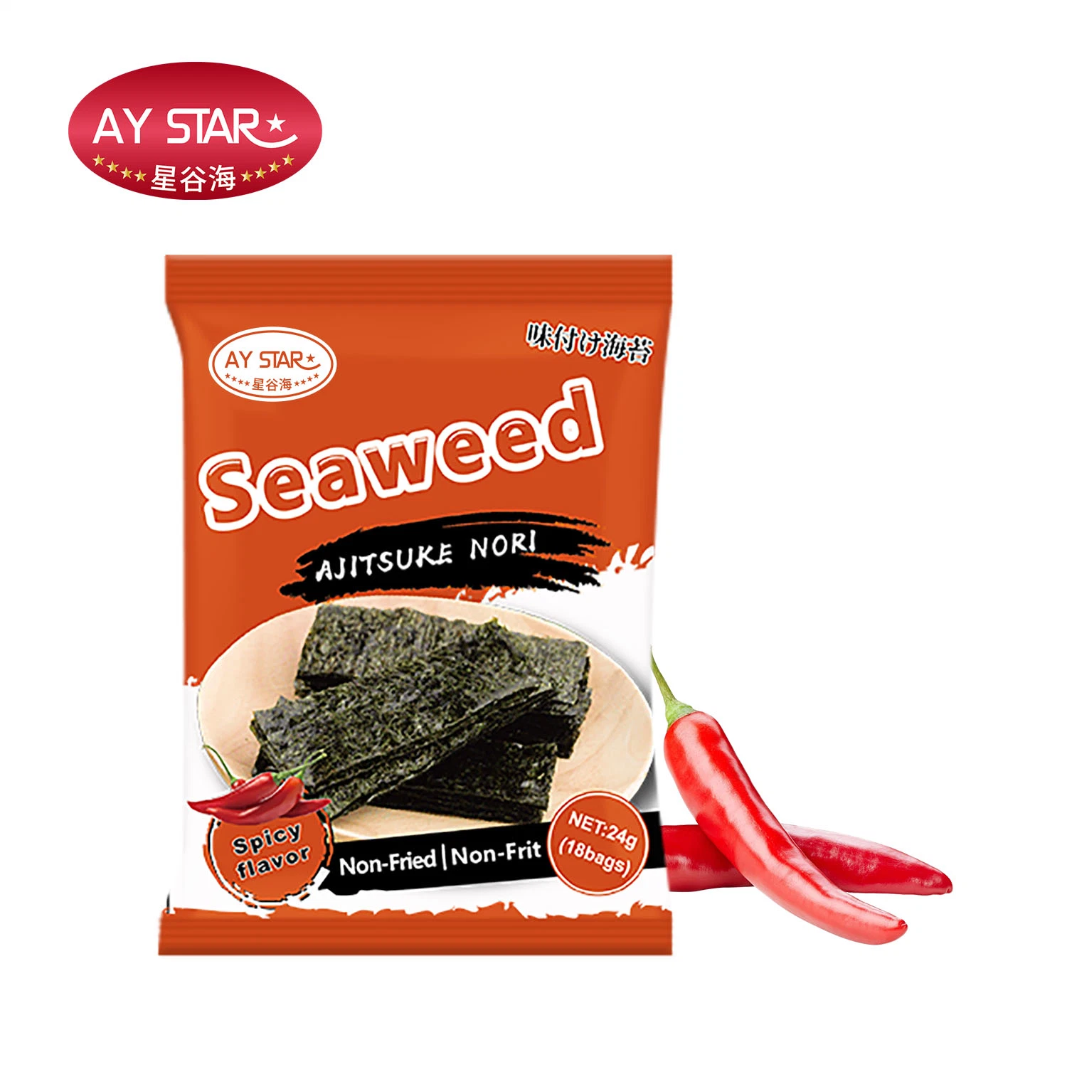 24G Wholesale Roasted & Seasoned Laver Spicy Flavor Seaweed Snack