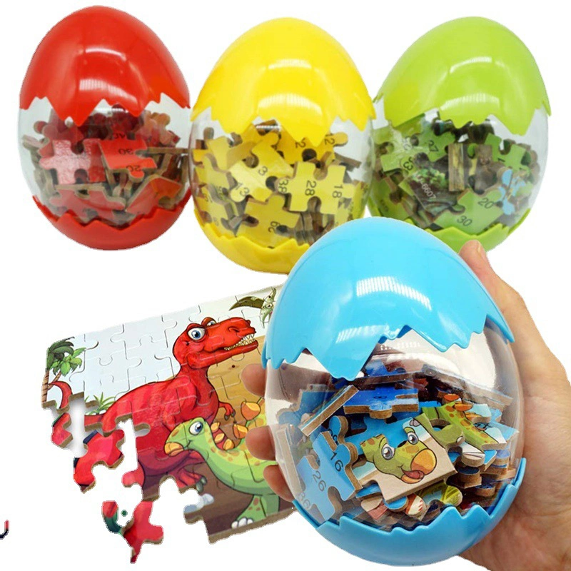 Nouveau jeu interactif Montessori de parents-enfants bricolage Dinosaur oeuf puzzle Jigsaw Cadeaux de Noël enfants jouets éducatifs en bois Puzzle