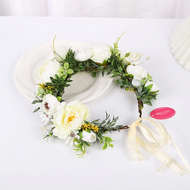 Floral Headband Decorative Hair Circles Peony Artificial Flower Girl Crowns