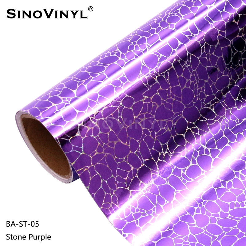 SINOVINLY 12x60" Nueva llegada Piedra holográfica láser Morado permanente DIY Craft Vinyl Cutting Plotter Film Cricut Vinyl