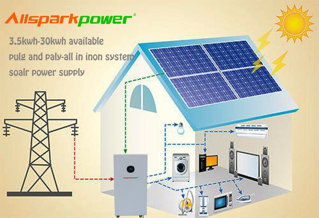 Allsparkpower tout-en-un 3 kw de charge avec capacité de batterie 4.8Kwh Offgrid Solar Power System Home