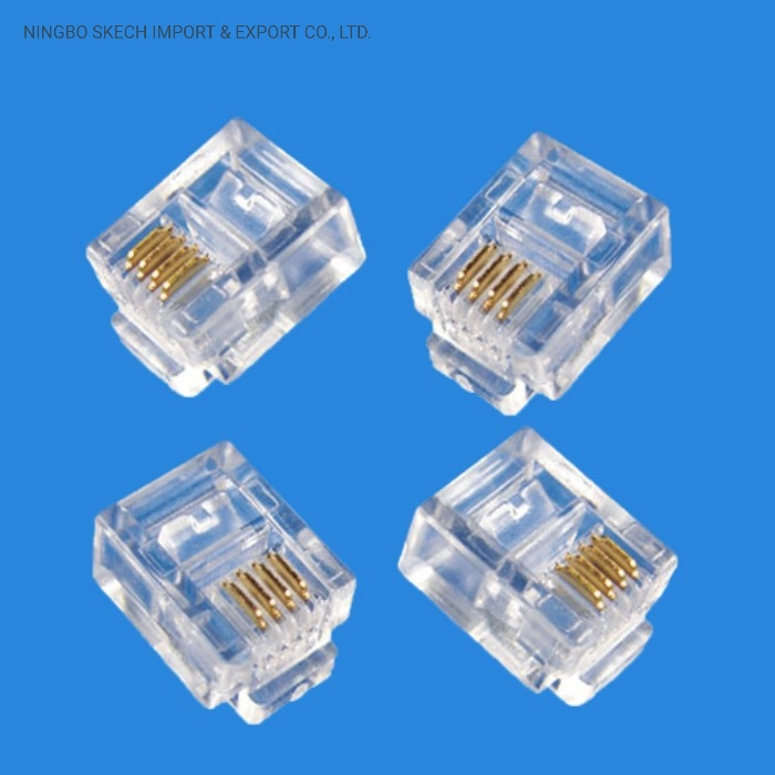 Rj11 Modular Plug Cat3 Voice Phone Connector 6p4c Telephone Modular Plug for Telephone Cable