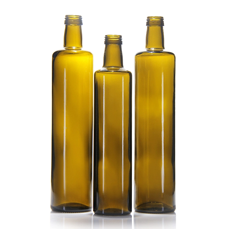 Venta caliente Verde ámbar transparente vidrio aceite de oliva botella