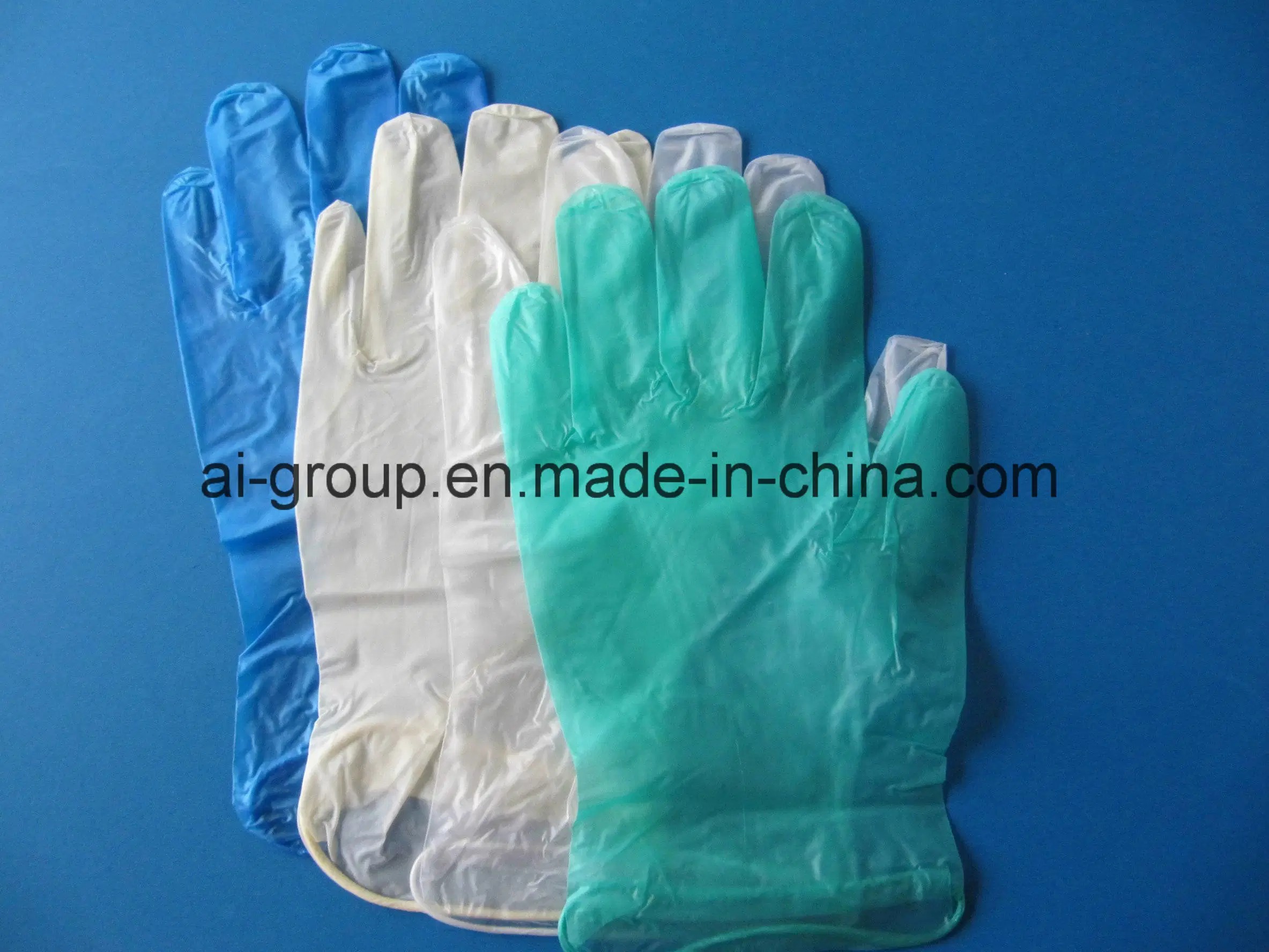 Vinilo (PVC) Guantes de examen libre de polvo o en polvo con USP absorbible de almidón de maíz