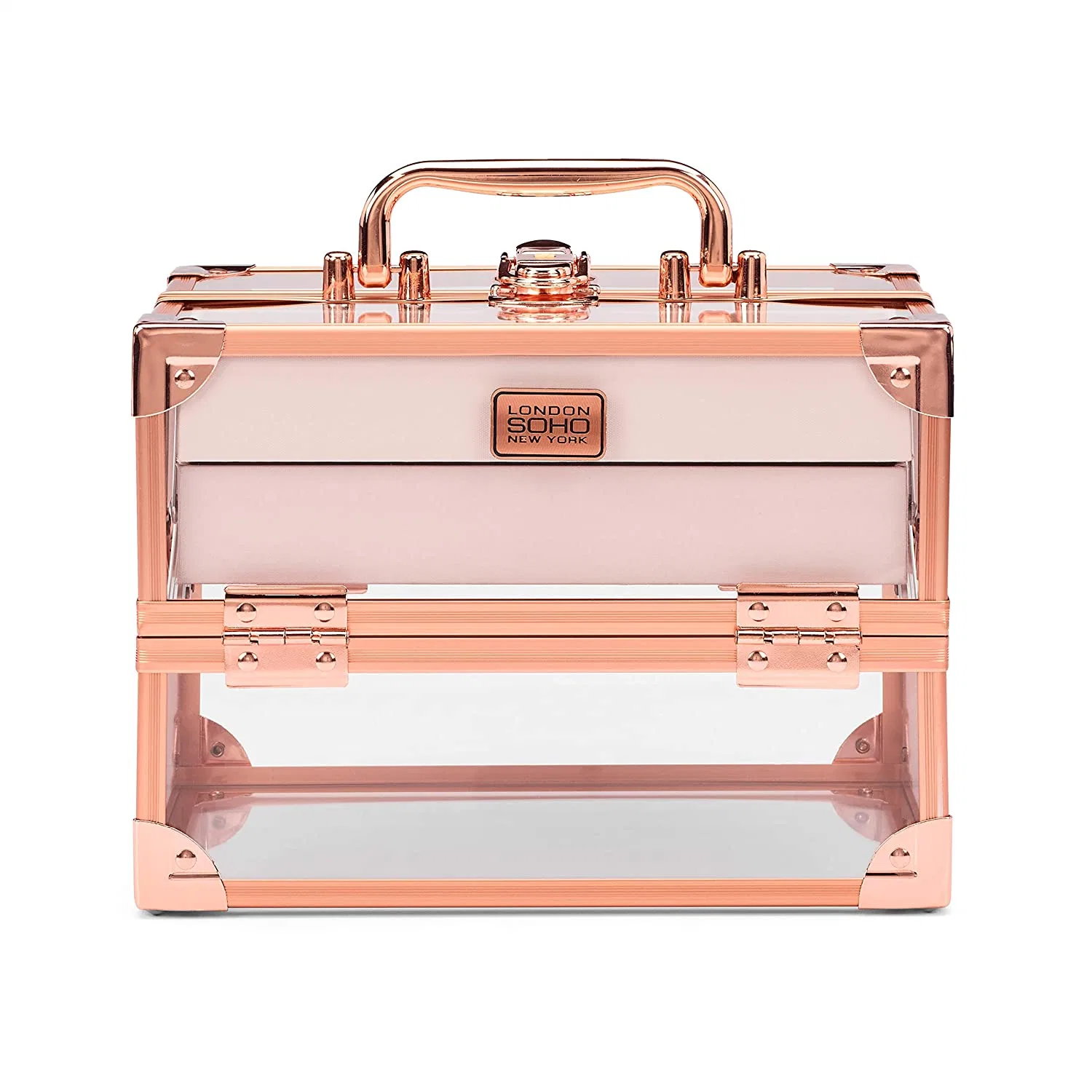 Transparent Acrylic Rose Gold Beauty Vanity Makeup Cosmetic Case