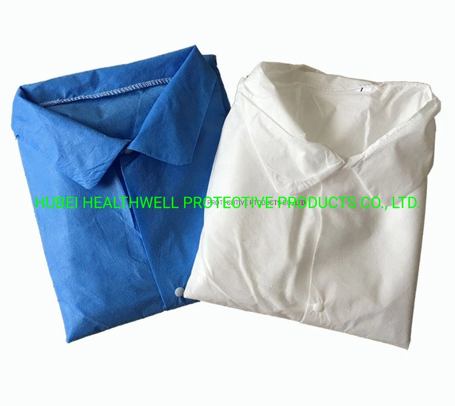 Disposable Non Woven Long Sleeve Protective Lab Coat with Collar