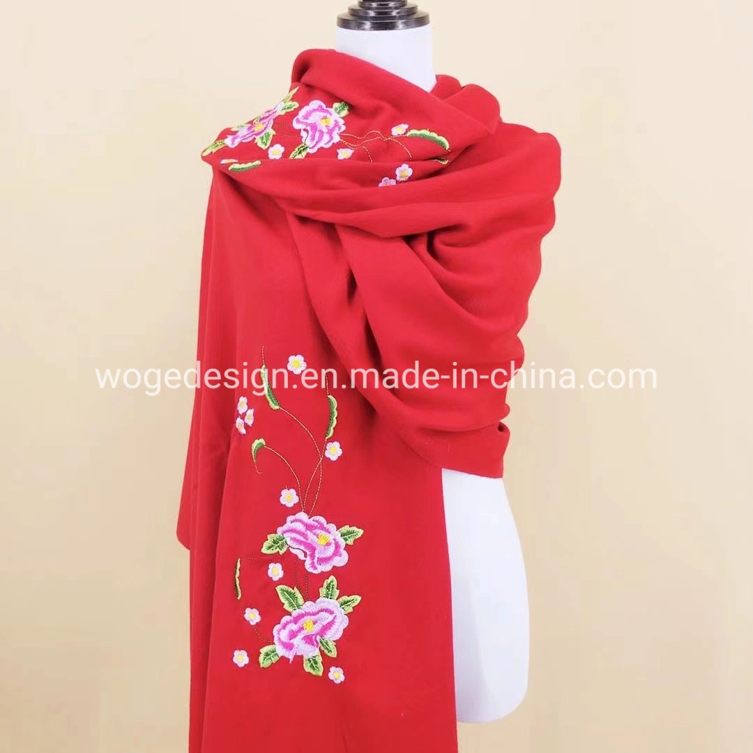 The Latest Pakistan Lady Clothing Embroidery Floral Winter Scarf Cashmere