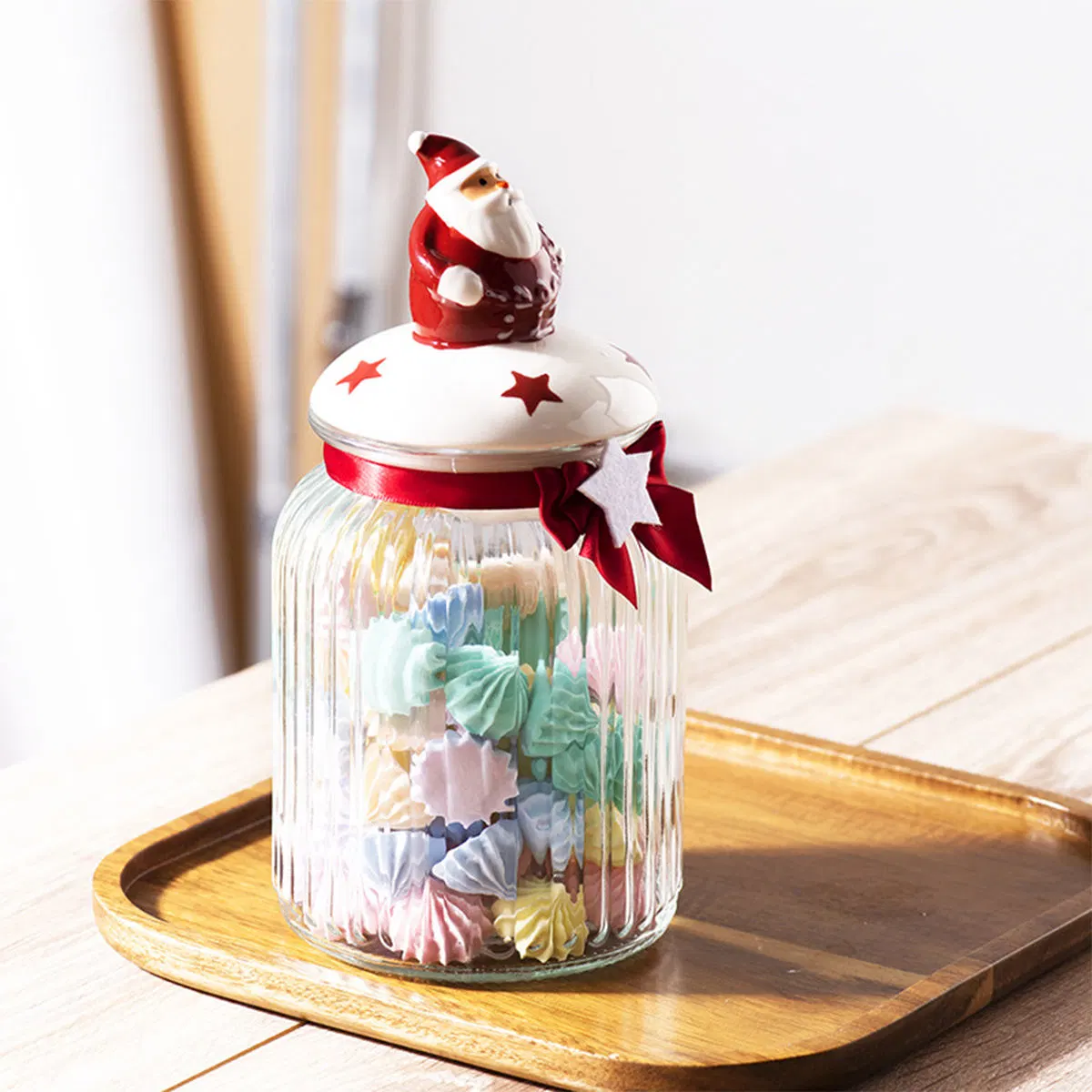 Christmas Candy Cookie Nut Sealed Glass Storage Jar with Lid