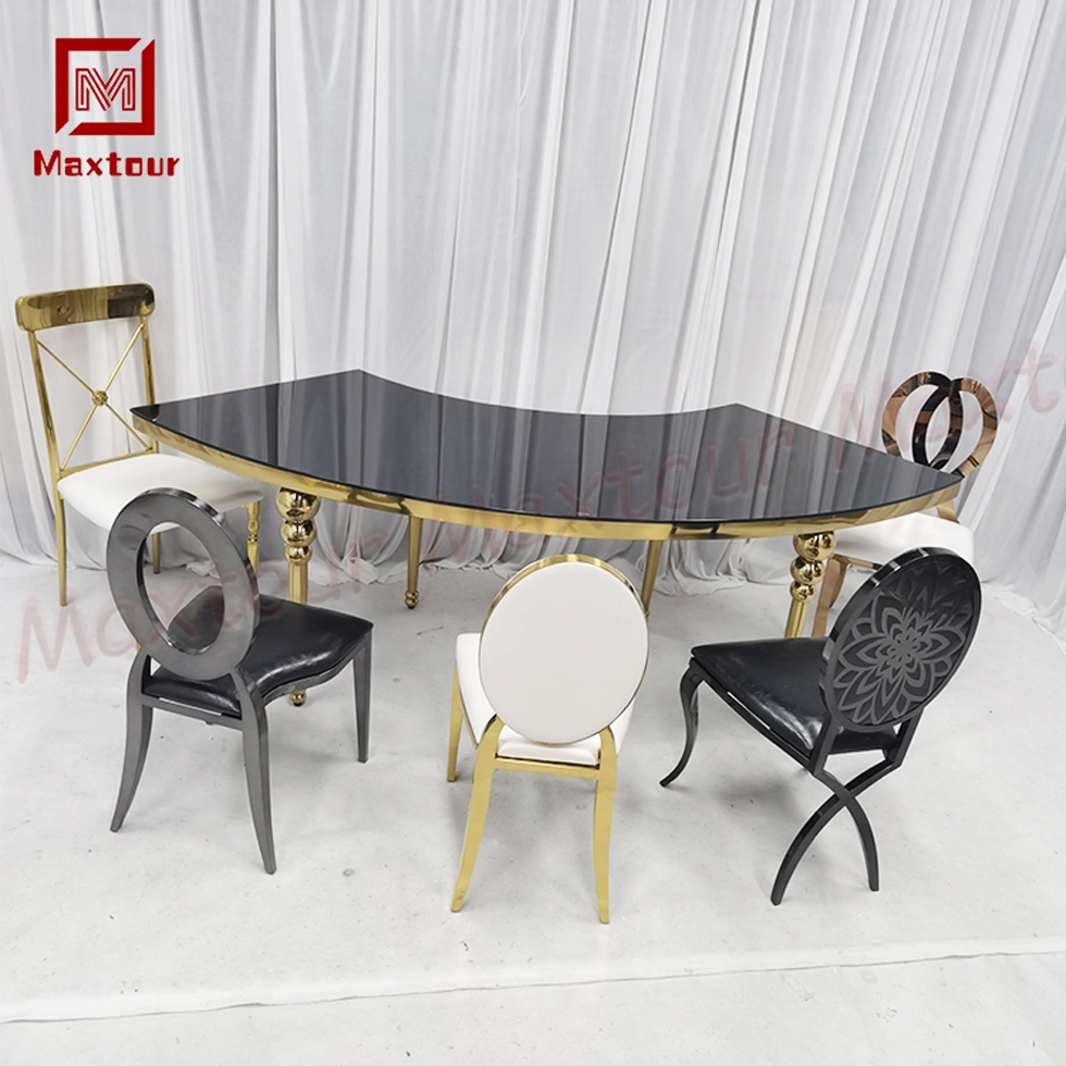 Modern Stainless Steel Half Moon Conference Dining Table for Wedding