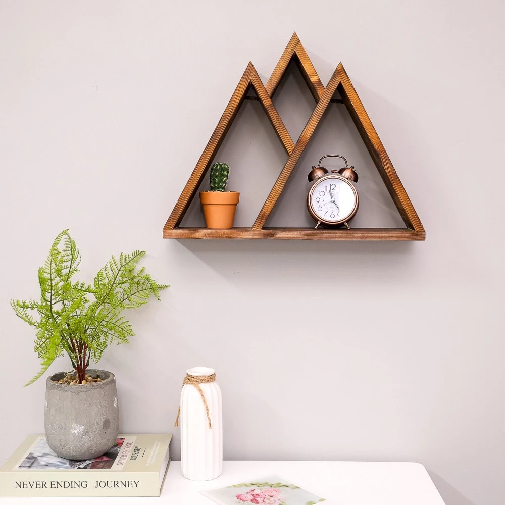 Triangle Montagne Design Bois Décoration Murale Étagère Flottante pour Salon