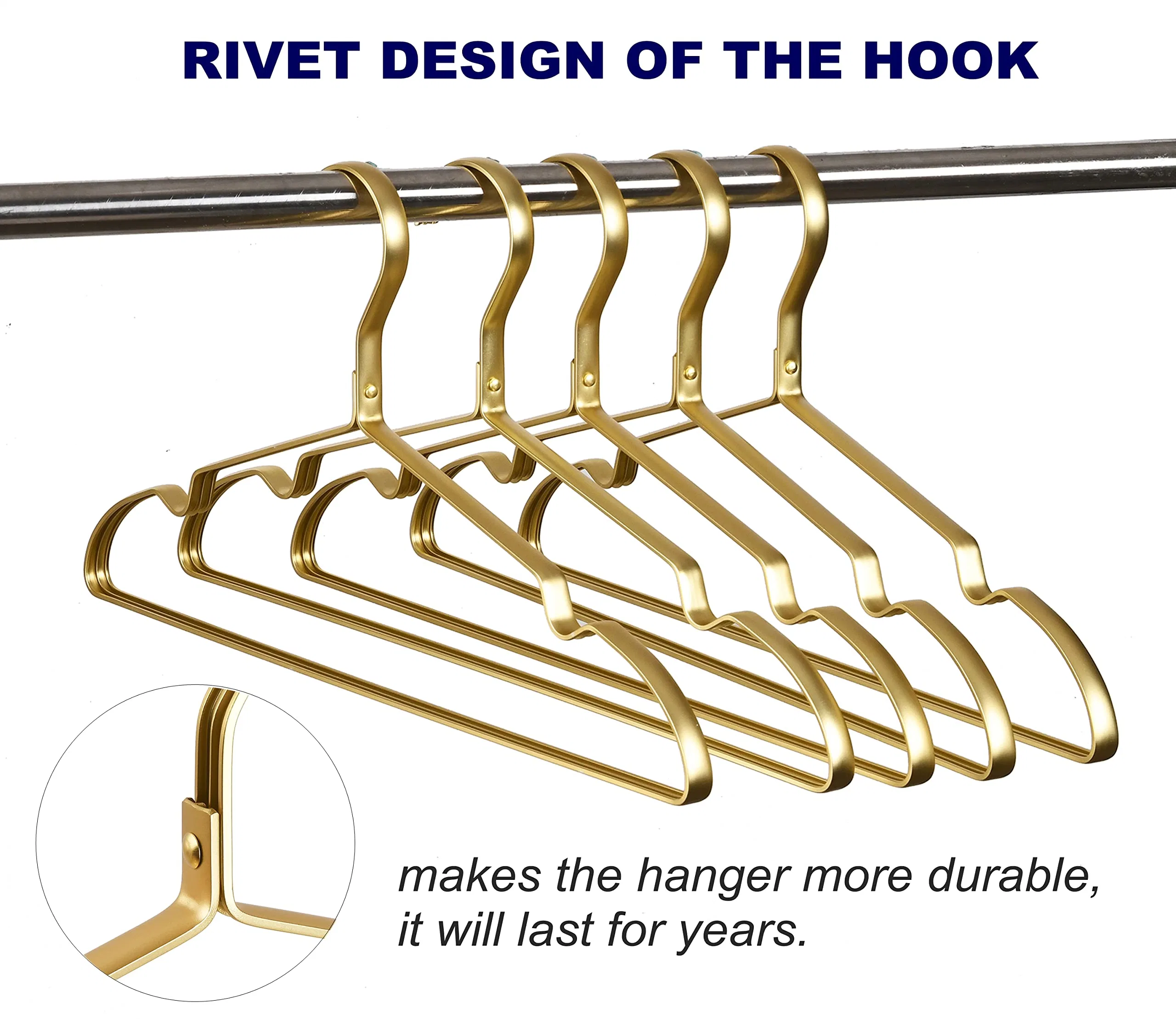 Premium Matte Gold Aluminum Clothes Hangers 20 Pack Extra Smooth Metal Light