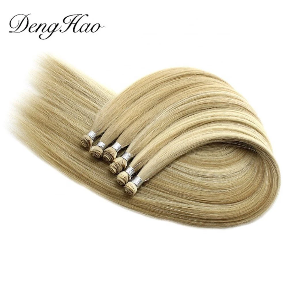 Best Quality Dyeable Factory Human Hair Extension Bundles Hand-Tied Hair Weaving Weft