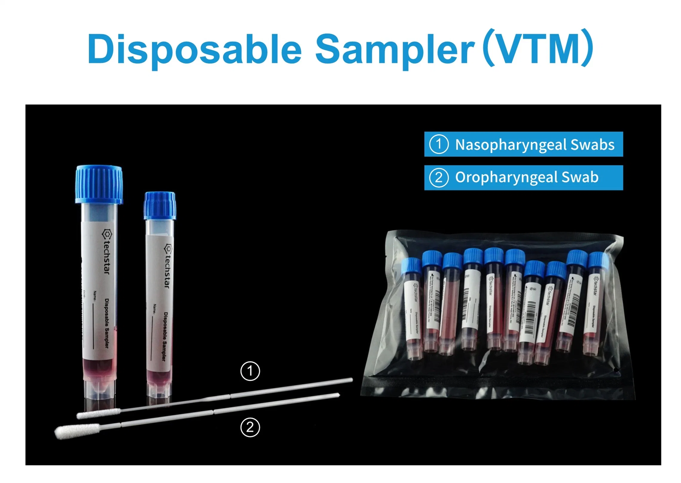 Techstar Disposable Virus Sampling Tube Flocked Swab