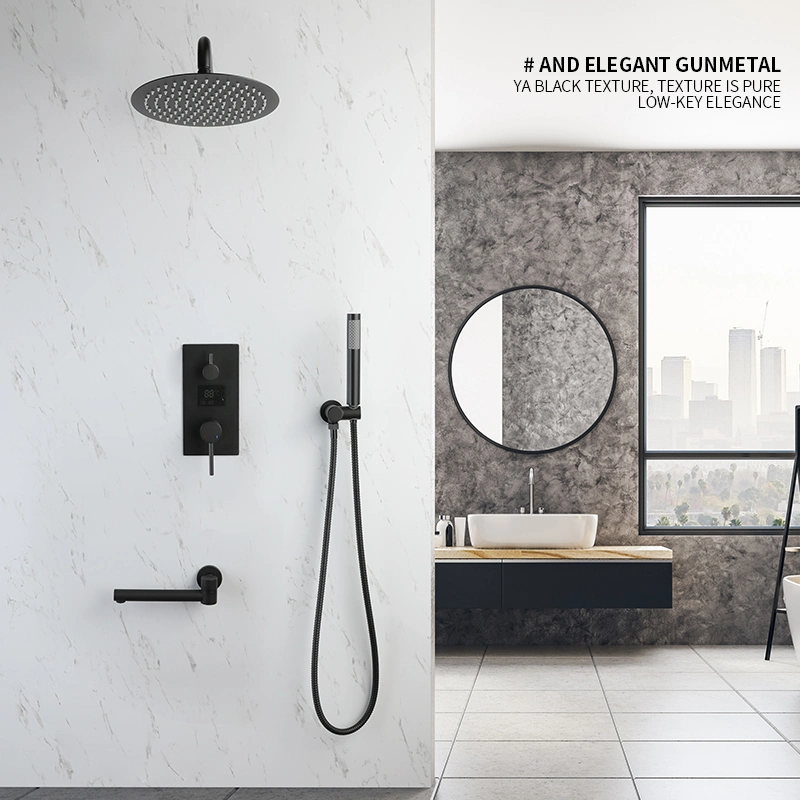 New Design Technology Smart Digital Display Matt Black Functions Shower Set with Handheld Shower