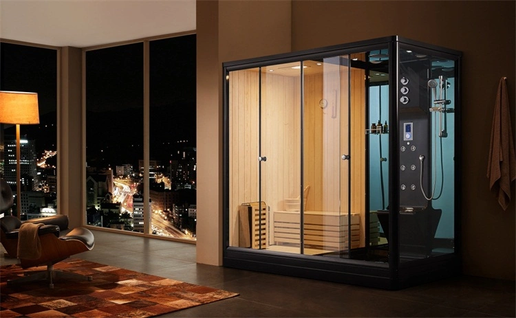 Nuevo diseño de la sala de spa sauna de vapor y ducha combinadas