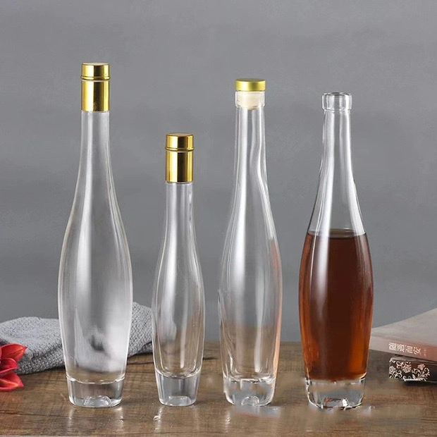 275ml 375ml 500ml Factory Supply Bowling Shape Glass Wine Bottle Liquor Bottle with Cork