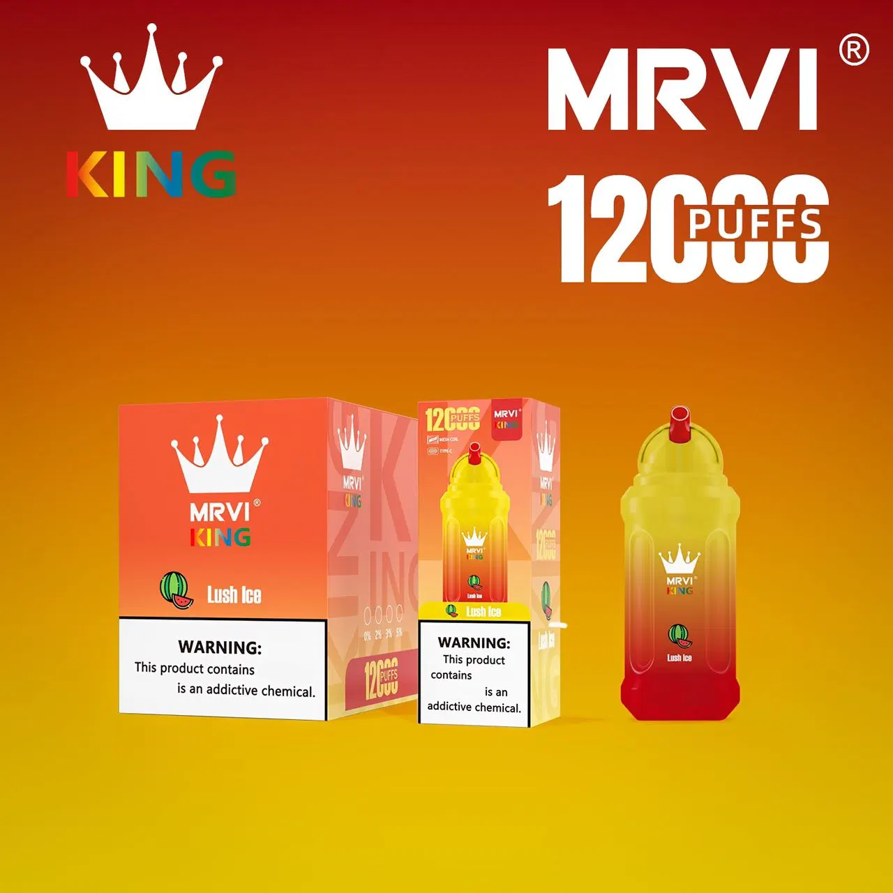 New Mrvi King 12000 Puffs with 23ml E-Liquid & Type-C Rechargeable Fancy Flashing Disposable Ecig Randm Tornado 10000 Puffs