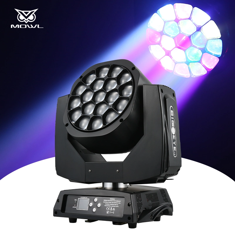 Mowl Hersteller Preis 19X15W Big Bee Eye 19*15W RGBW 4in1 LED-Zoom-Strahl Wash Moving Head Light